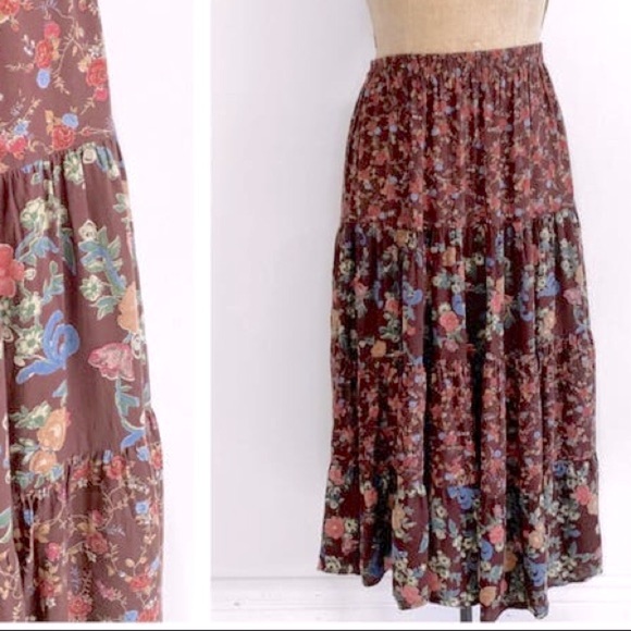 Dresses & Skirts - Vintage / brown floral prairie skirt